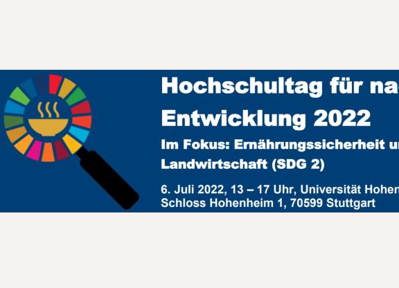 Logo und Einladung für den Hochschultag für nachhaltige Entwicklung 2022 in Hohenheim
