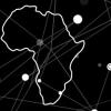 In weiß die Umrisse des afrikanischen Kontinents auf schwarzem Hintergrund.